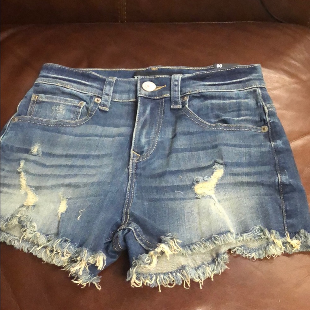 High rise cut off shorts
